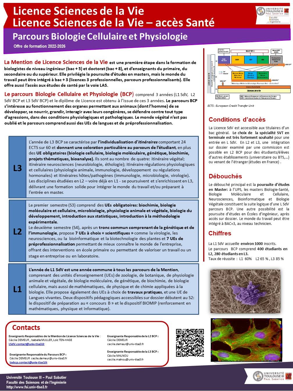 Poster Licence SDV parcours BCP