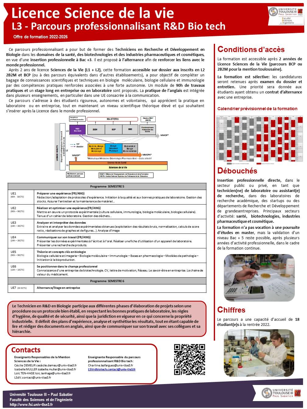 Poster Licence SDV parcours R&D Bio Tech
